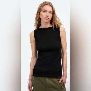 Madewell Sleeveless Boat Neck Side Slit Tee